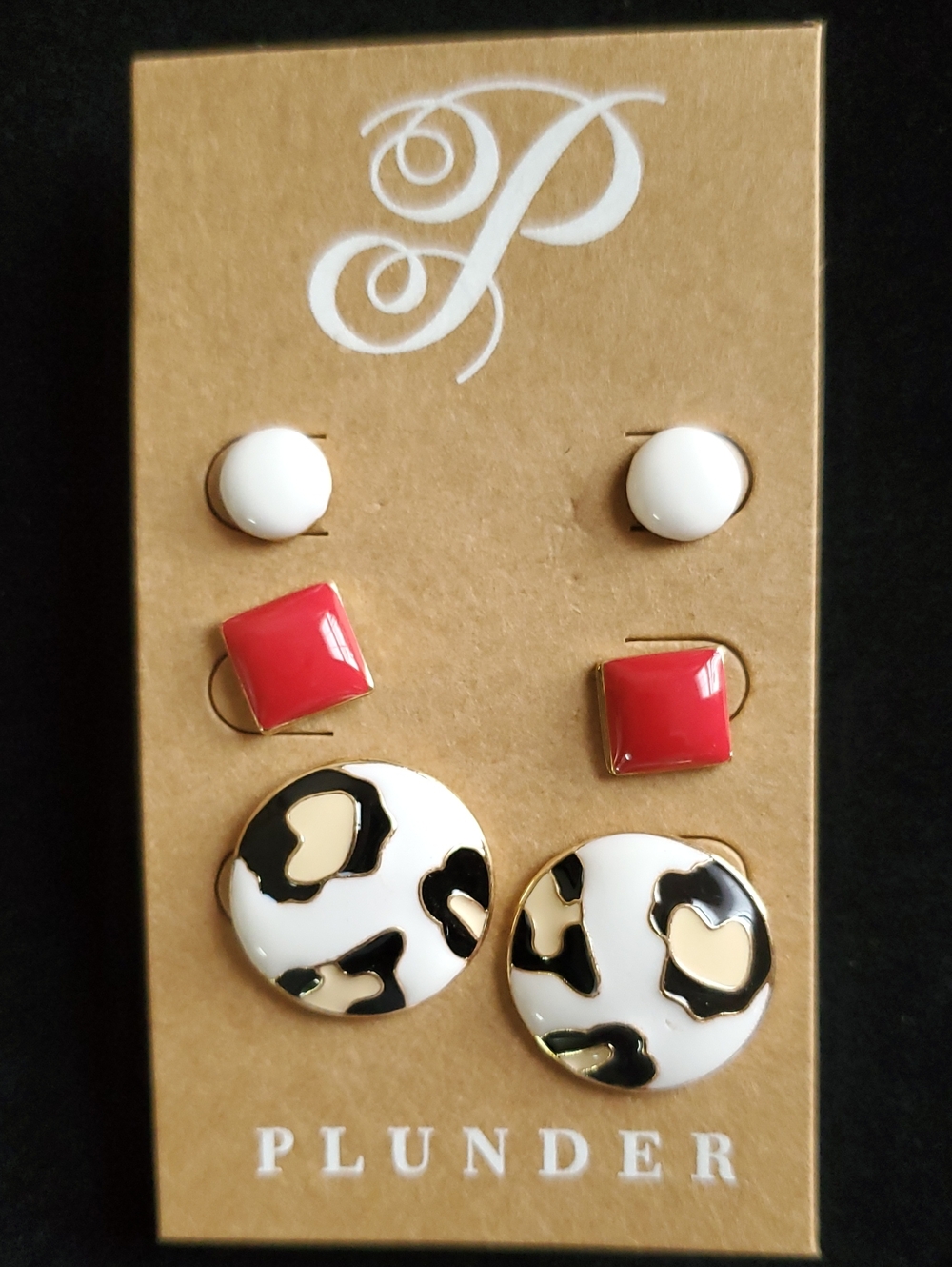 Plunder 3-Pairs Enamel Earring Set